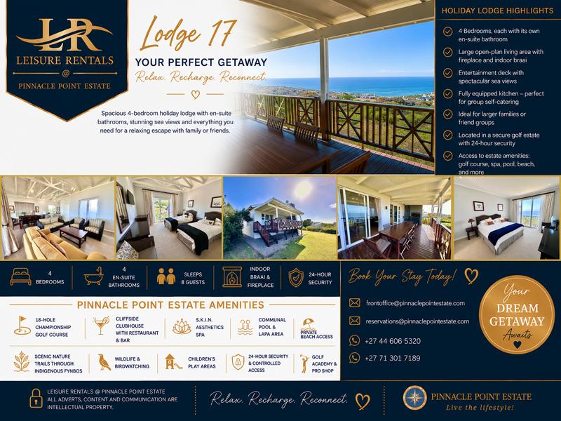 To Let 4 Bedroom Property for Rent in Pinnacle Point Golf Estate Western Cape